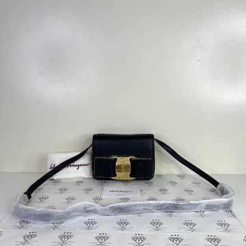 [PRE LOVED] Salvatore Ferragamo Vara Bow Sling Bag in Black GHW