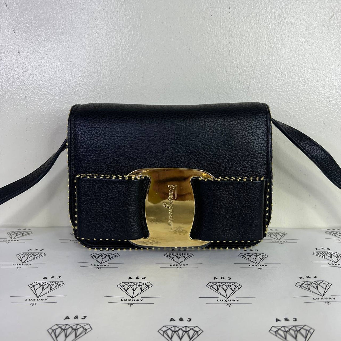 [PRE LOVED] Salvatore Ferragamo Vara Bow Sling Bag in Black GHW