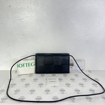 [PRE LOVED] Bottega Veneta Cassette Wallet on Strap in Black GHW
