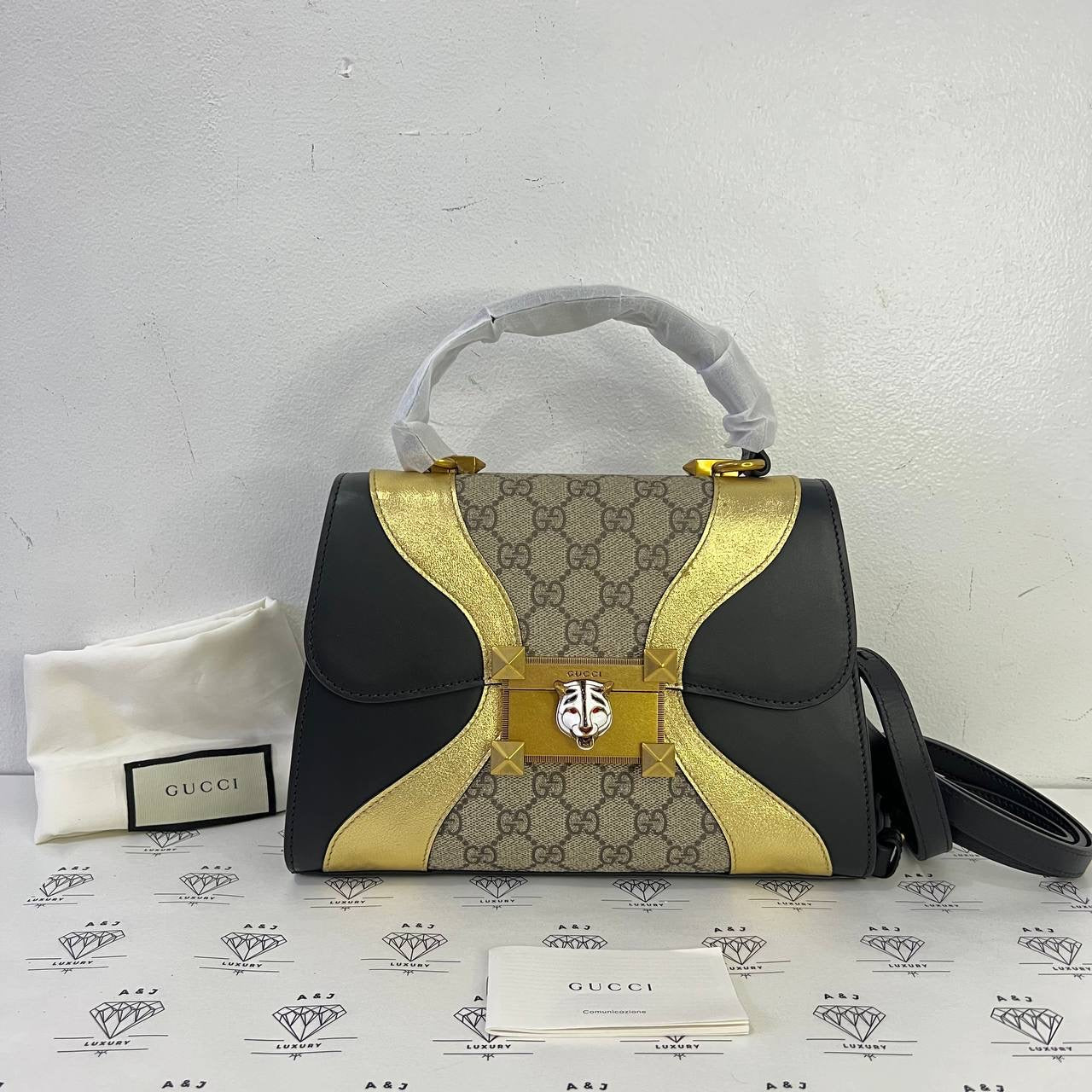 [PRE LOVED] Gucci Dionysus Osiride Top Handle in Black & Gold GHW