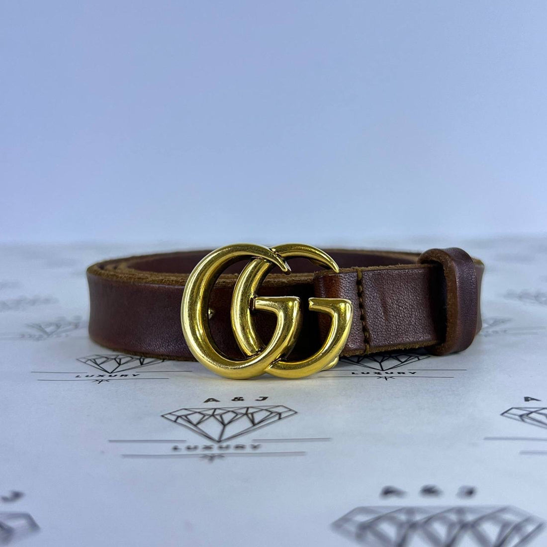 [PRE LOVED] Gucci Marmont Belt in Brown GHW Size 90