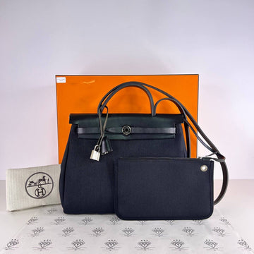 [PRE LOVED] Hermes Herbag Zip 31 in Black Toile PHW (Stamp Z - 2021)