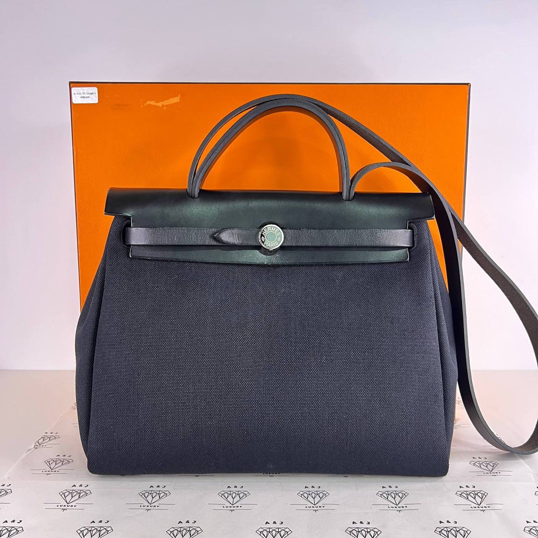 [PRE LOVED] Hermes Herbag Zip 31 in Black Toile PHW (Stamp Z - 2021)