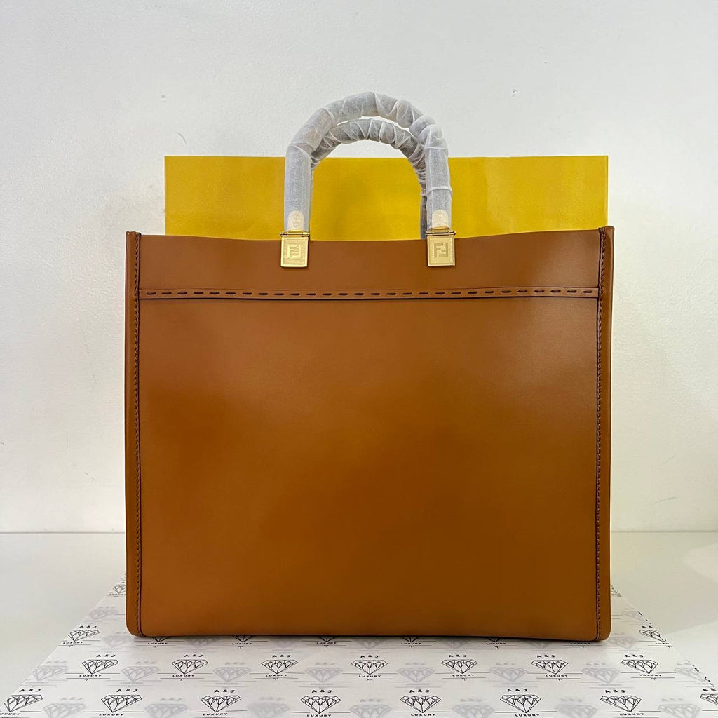 [BRAND NEW] Fendi Sunshine Tote in Brown Calfskin Leather