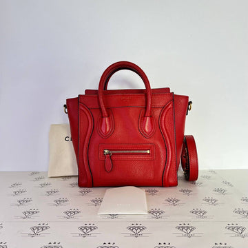 [PRE LOVED] Celine Nano Luggaged in Red Grained Calfskin Leather GHW