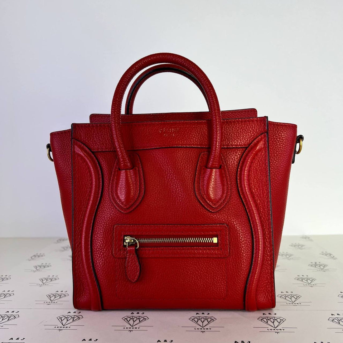[PRE LOVED] Celine Nano Luggaged in Red Grained Calfskin Leather GHW