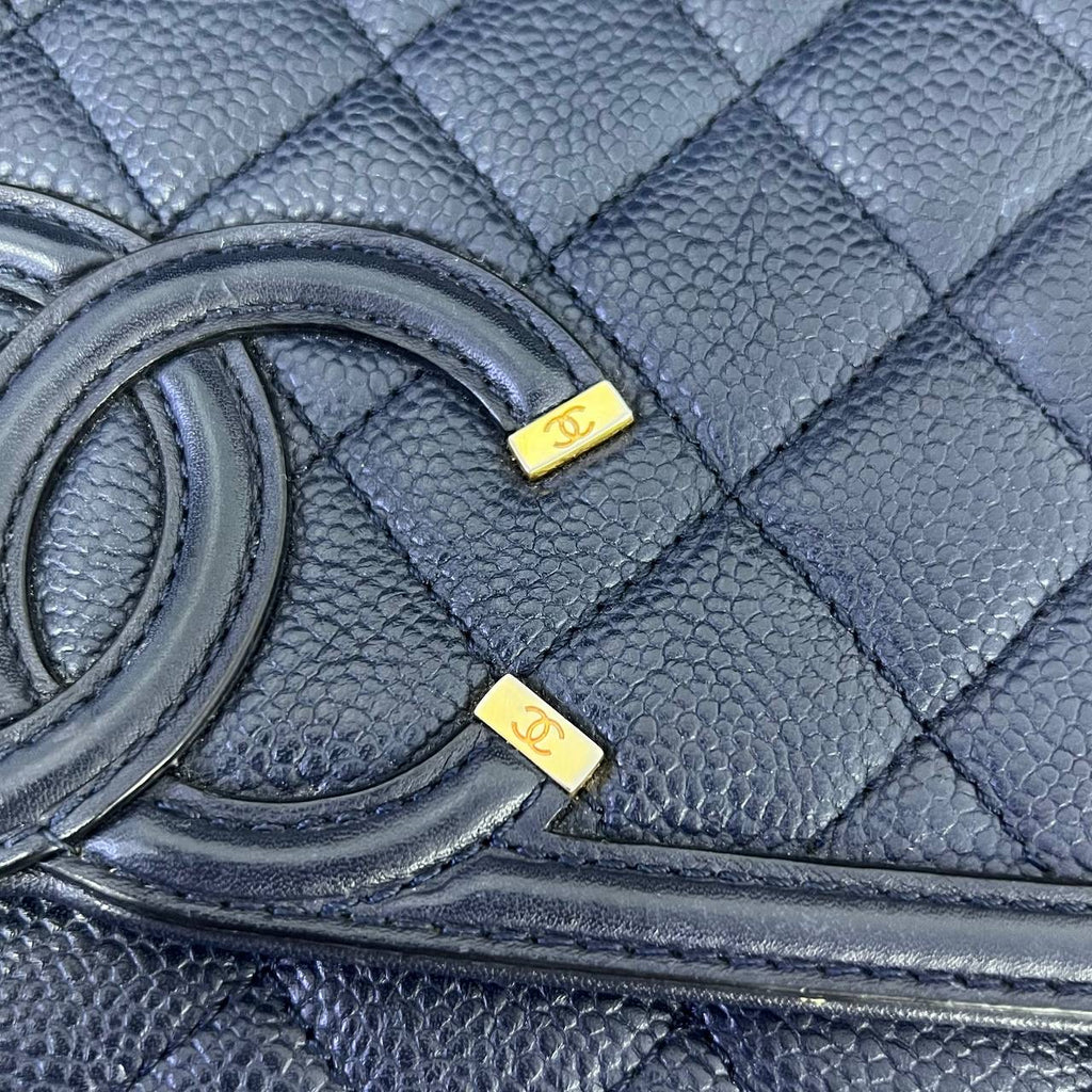 [PRE LOVED] Chanel Filigree Flap in Blue Caviar Leather Aged Gold HW (Series 22)