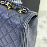 [PRE LOVED] Chanel Filigree Flap in Blue Caviar Leather Aged Gold HW (Series 22)