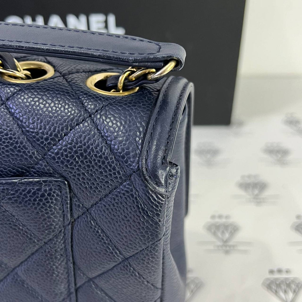 [PRE LOVED] Chanel Filigree Flap in Blue Caviar Leather Aged Gold HW (Series 22)