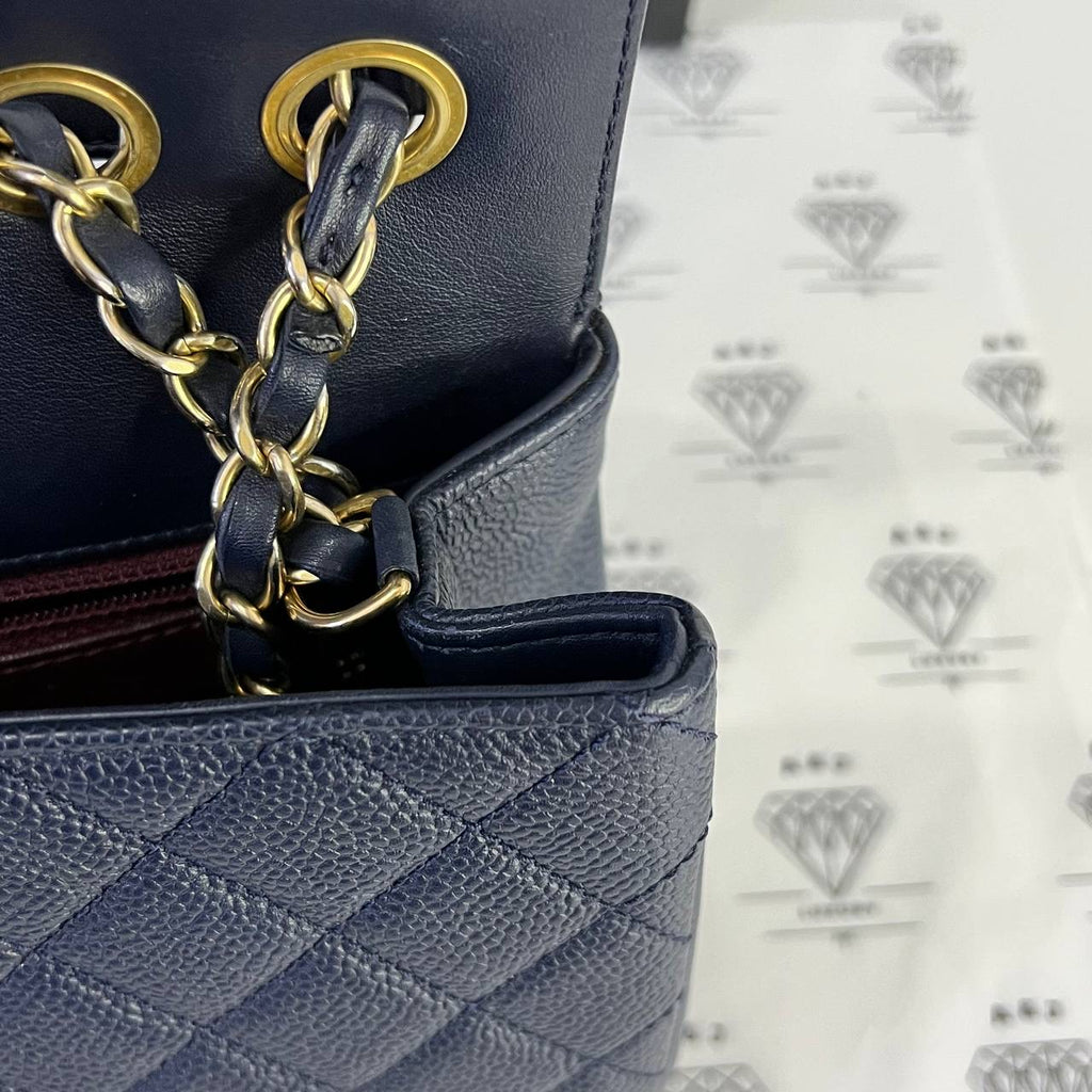 [PRE LOVED] Chanel Filigree Flap in Blue Caviar Leather Aged Gold HW (Series 22)