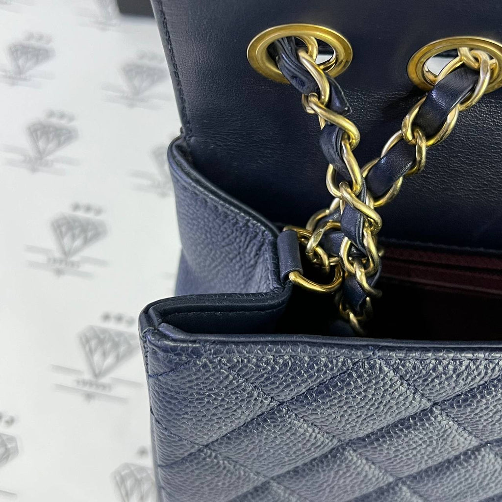 [PRE LOVED] Chanel Filigree Flap in Blue Caviar Leather Aged Gold HW (Series 22)