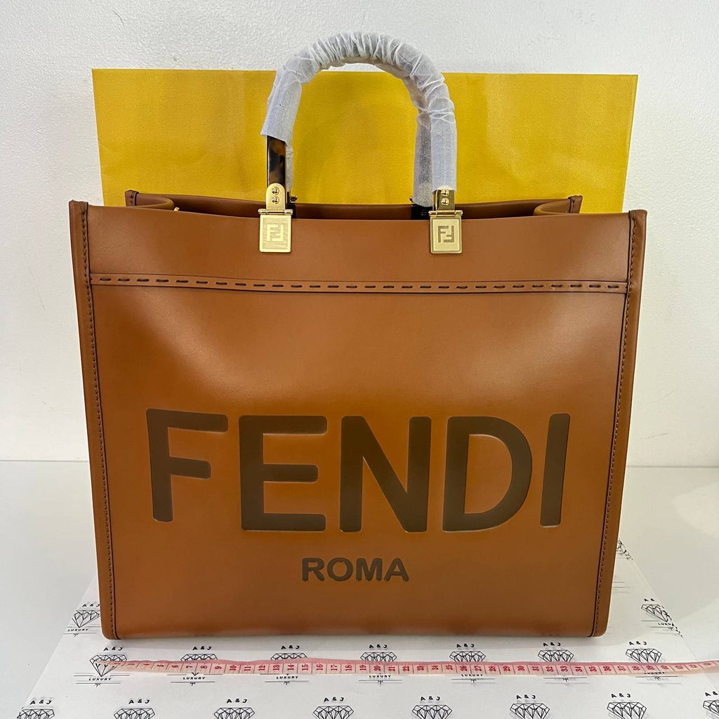 [BRAND NEW] Fendi Sunshine Tote in Brown Calfskin Leather