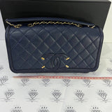 [PRE LOVED] Chanel Filigree Flap in Blue Caviar Leather Aged Gold HW (Series 22)