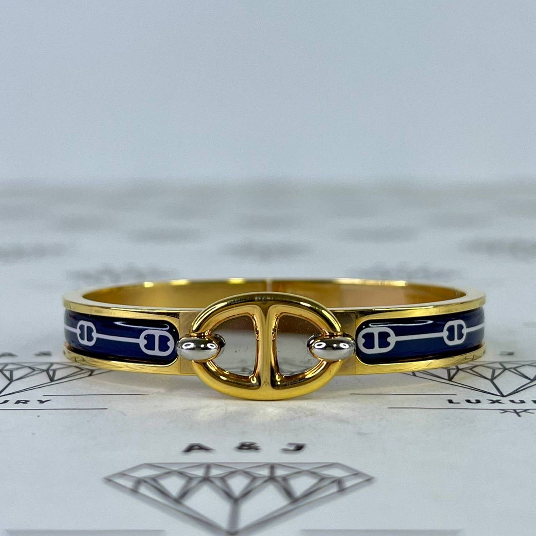 [PRE LOVED] Hermes Mini Clic Chaine d'Ancre Bracelet in Marine Blue RGHW