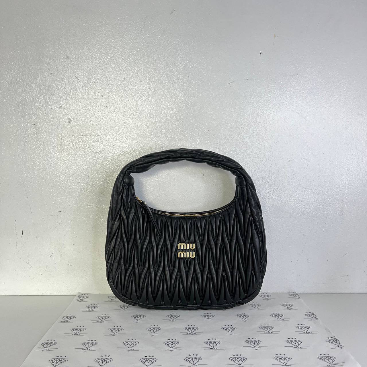 [PRE LOVED] Miu Miu Wander Tote Bag in Black Nappa Leather GHW