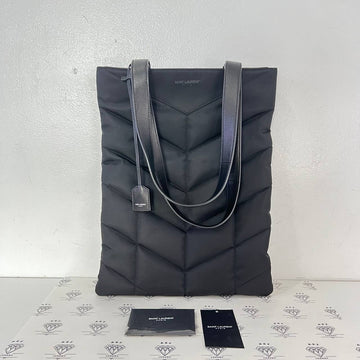 [PRE LOVED] YSL Puffer Logo Tote Bag in Black