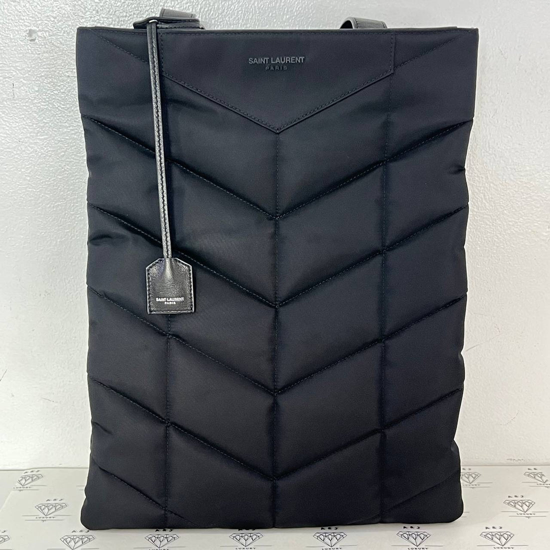 [PRE LOVED] YSL Puffer Logo Tote Bag in Black