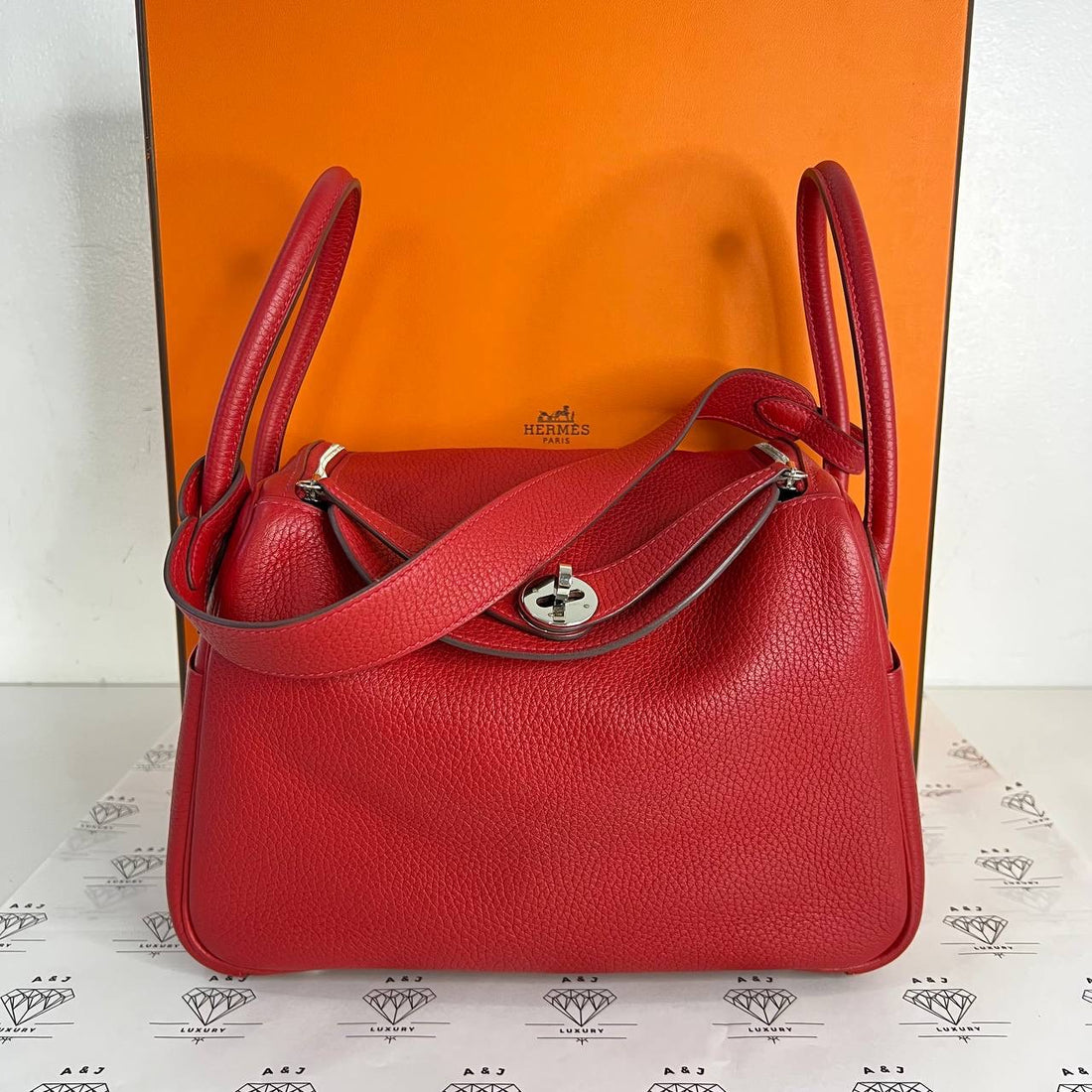 [PRE LOVED] Lindy 26 in Rouge Casaque Clemence Leather PHW (Stamp X - Hermes 2016)