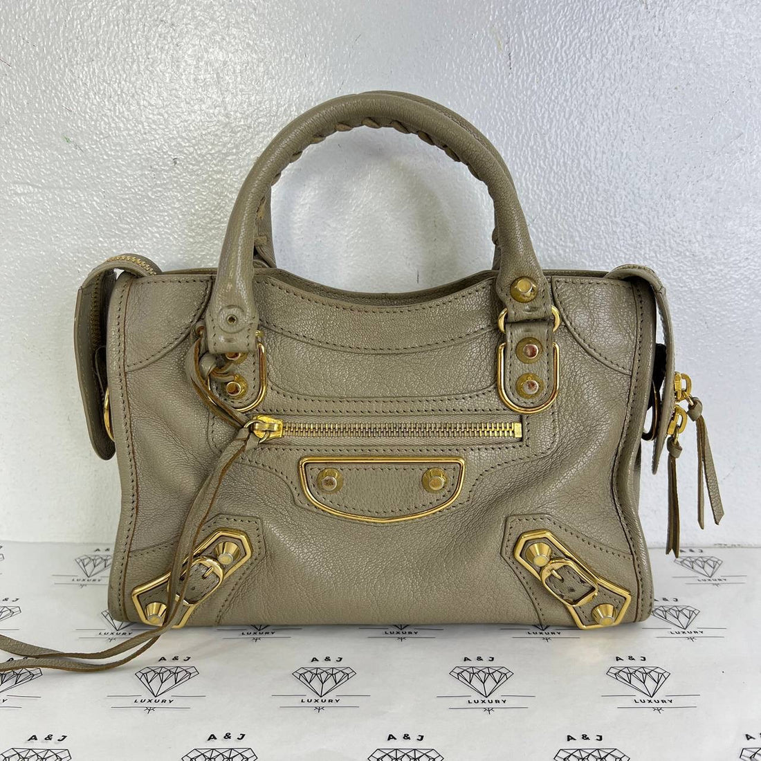 [PRE LOVED] Balenciaga Mini City Metallic Edge in Gray GHW