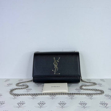 [PRE LOVED] YSL Small Kate in Black Grain De Poudre SHW