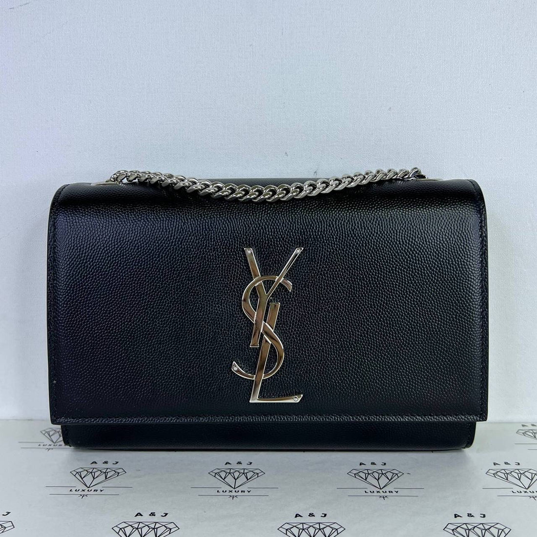 [PRE LOVED] YSL Small Kate in Black Grain De Poudre SHW