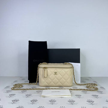 [PRE LOVED] Chanel Vanity in Light Beige Caviar Leather GHW (microchipped)