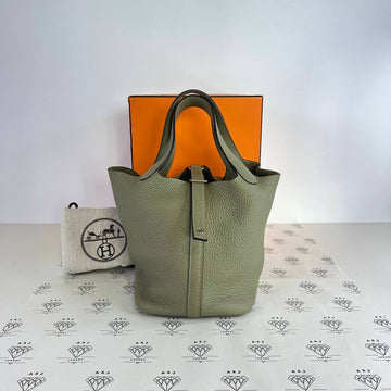 [PRE LOVED] Hermes Picotin 18 in Sauge Clemence Leather PHW (Stamp X - 2016)