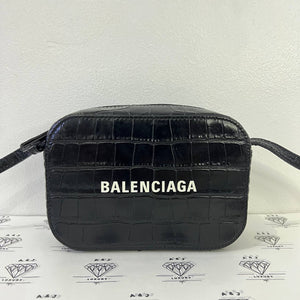 [PRE LOVED] Balenciaga Croc Embossed Camera Bag in Black