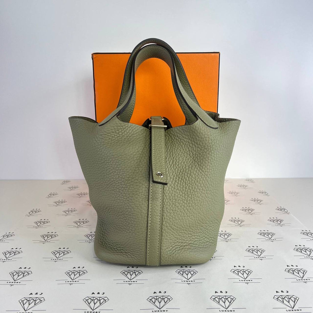 [PRE LOVED] Hermes Picotin 18 in Sauge Clemence Leather PHW (Stamp X - 2016)