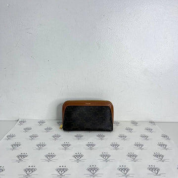 [PRE LOVED] Celine Small Triomphe Cosmetic Pouch in Tan Canvass