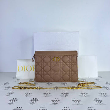 [PRE LOVED] Christian Dior Caro Pouch in Blush Grained Calfskin Leather GHW (2022)