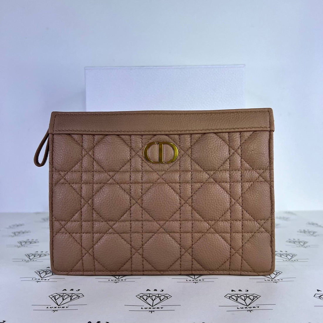 [PRE LOVED] Christian Dior Caro Pouch in Blush Grained Calfskin Leather GHW (2022)