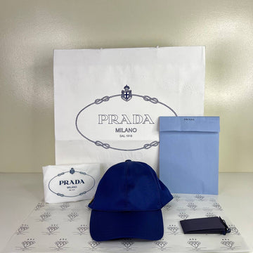 [PRE LOVED] Prada Nylon Cap in Blue GHW Size Small