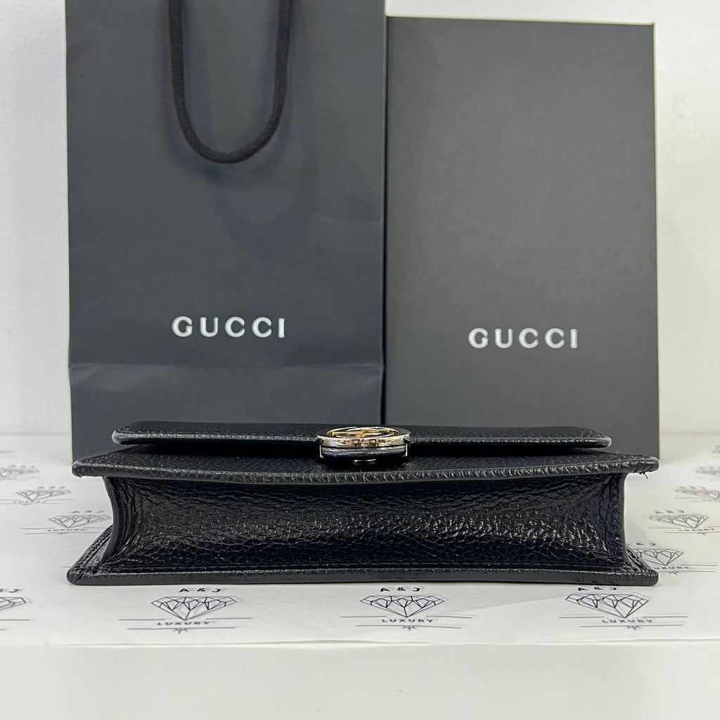 [PRE LOVED] Gucci Interlocking Wallet on Chain in Black