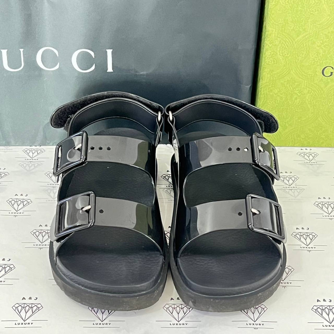 [PRE LOVED] Gucci Isla Dad Sandals in Black Size 38EU