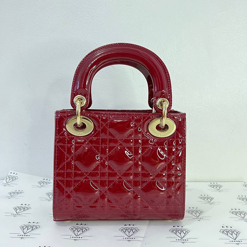 [PRE LOVED] Christian Dior Mini Lady D in Red Patent Leather GHW (2022)