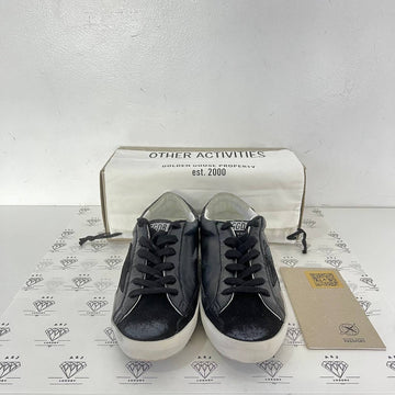 [PRE LOVED] Golden Goose Superstar Sneakers in Black with Glitter Heel tab Size 38EU