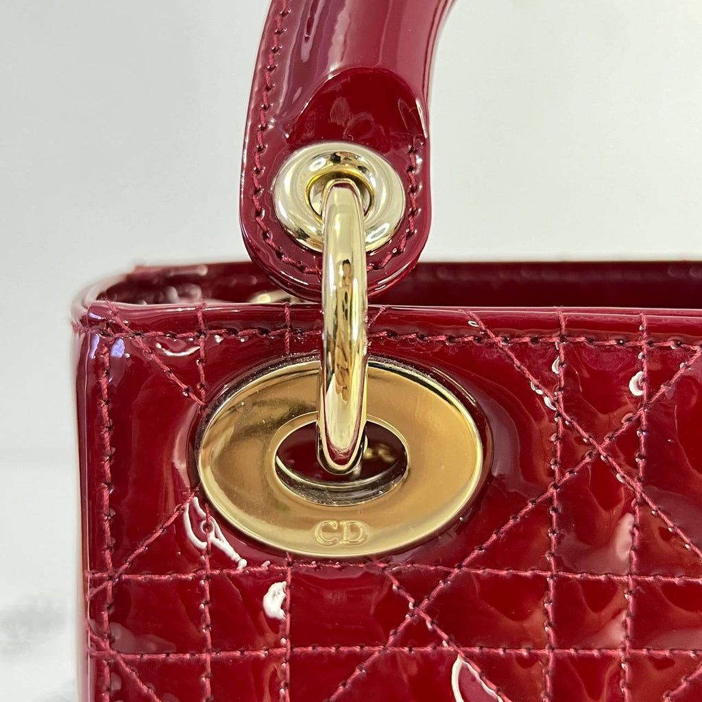 [PRE LOVED] Christian Dior Mini Lady D in Red Patent Leather GHW (2022)