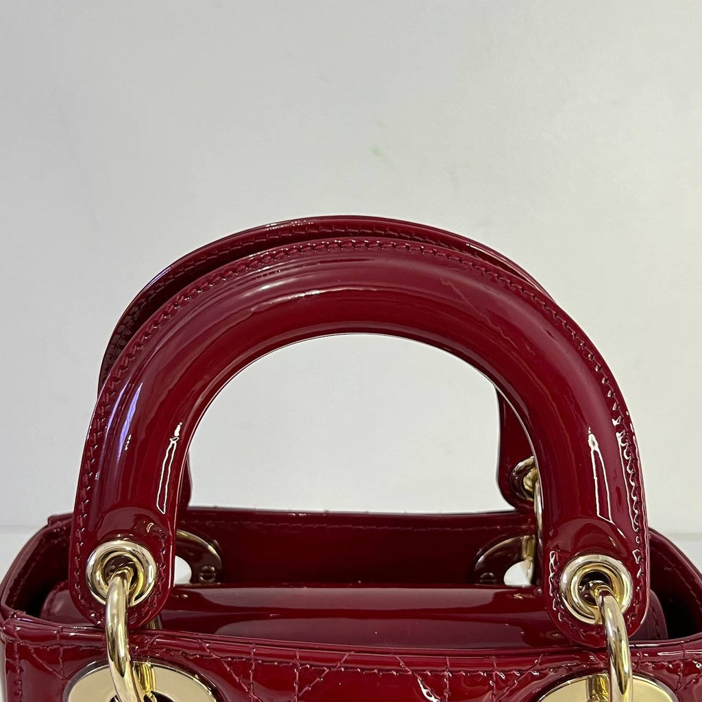 [PRE LOVED] Christian Dior Mini Lady D in Red Patent Leather GHW (2022)