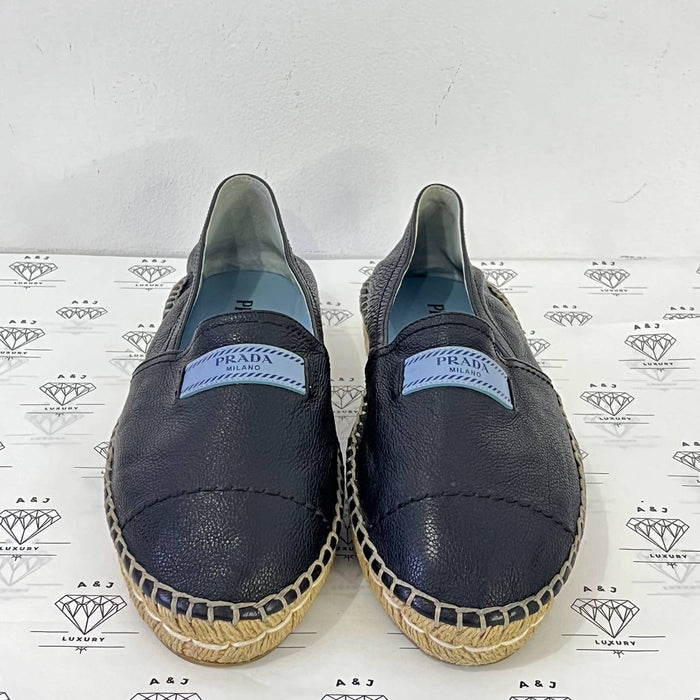 [PRE LOVED] Prada Logo Espadrilles in Black Size 39.5EU