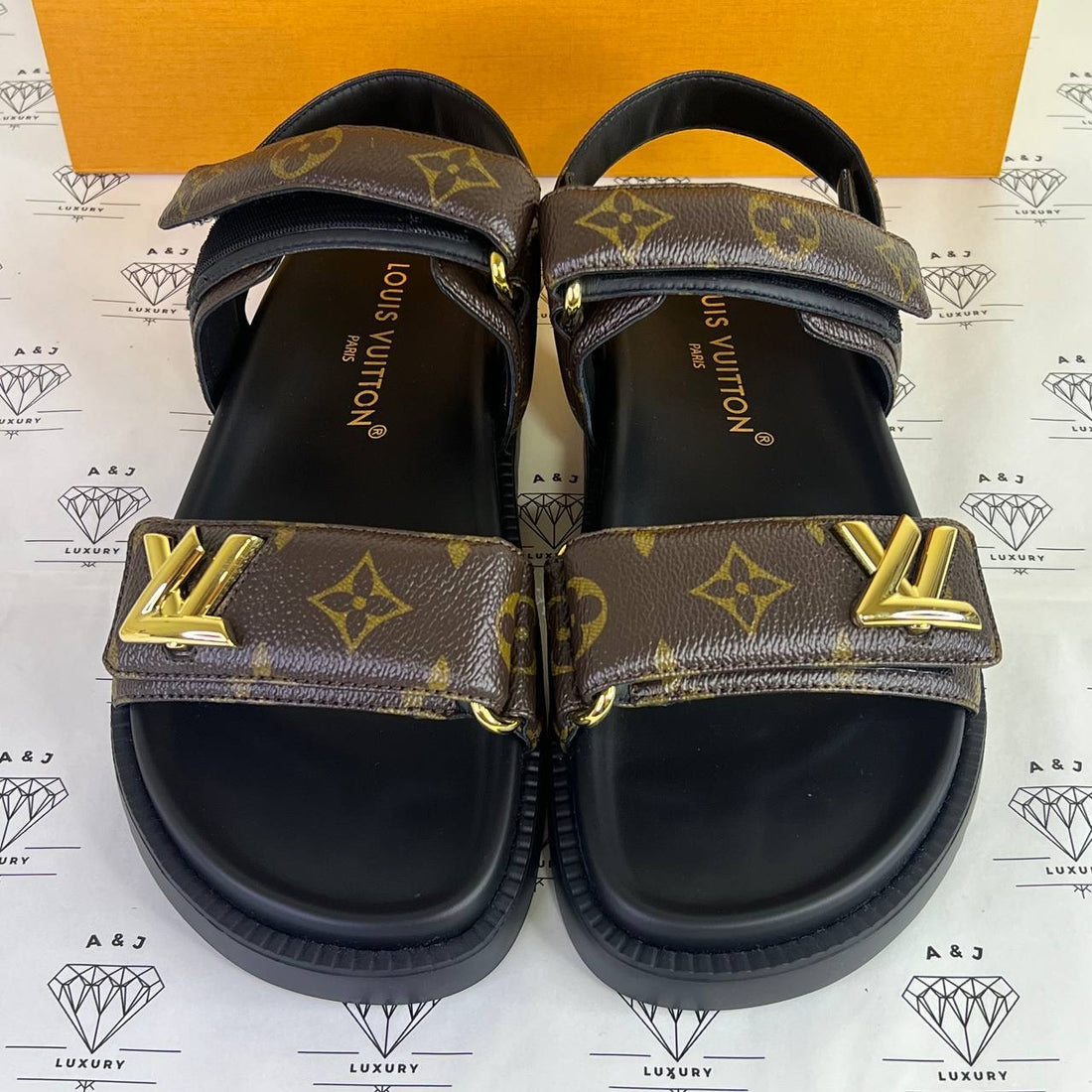 [PRE LOVED] Louis Vuitton Sunset Flat Sandals in Monogram Size 37EU
