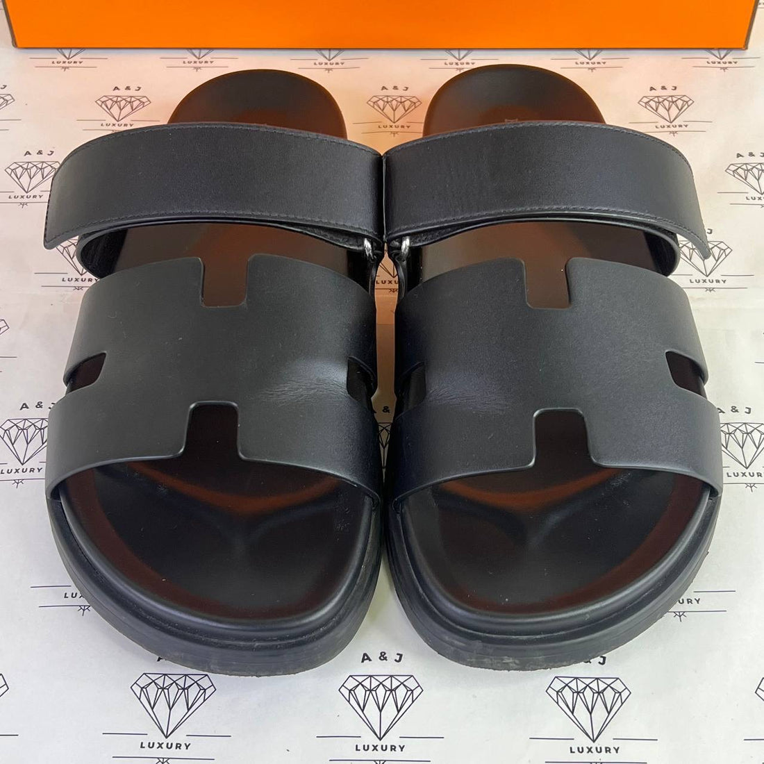 [PRE LOVED] Hermes Chypre Sandals in Black Size 42EU