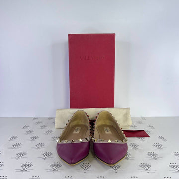 [PRE LOVED] Valentino Garavani Rockstud Ballerina Flats in Purple Size 36.5EU