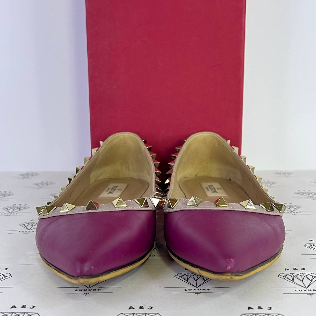 [PRE LOVED] Valentino Garavani Rockstud Ballerina Flats in Purple Size 36.5EU