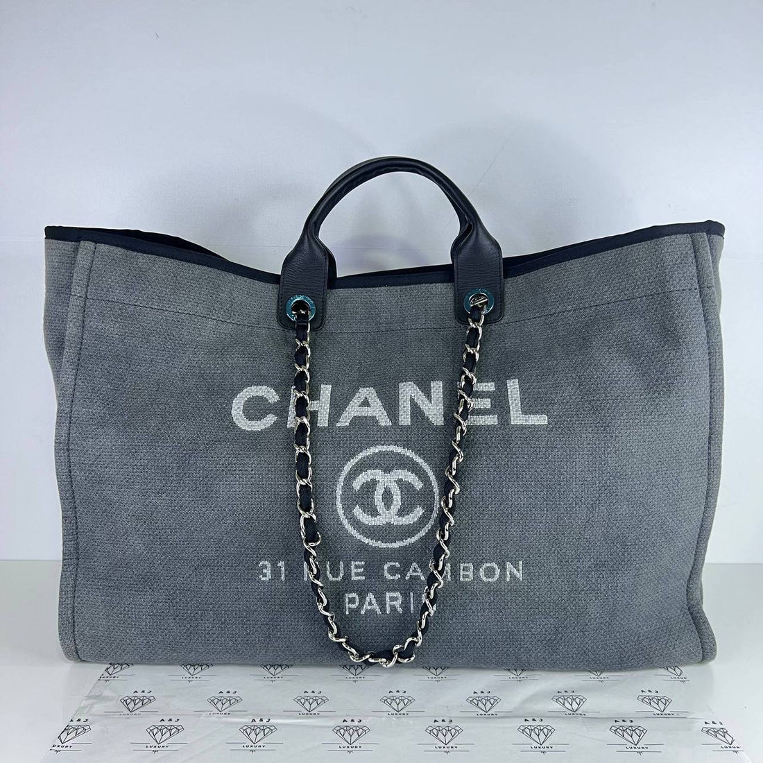 [PRE LOVED] Chanel Large Deauville in Blue Canvass SHW (Series 16)