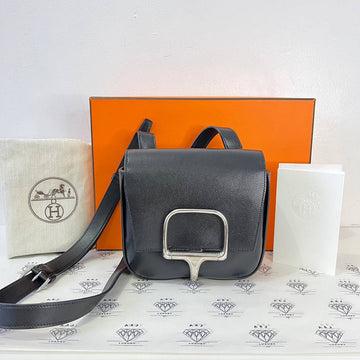 [PRE LOVED] Hermes Mini Della Cavalleria in Black Evergrain Leather PHW (Stamp U - 2022)