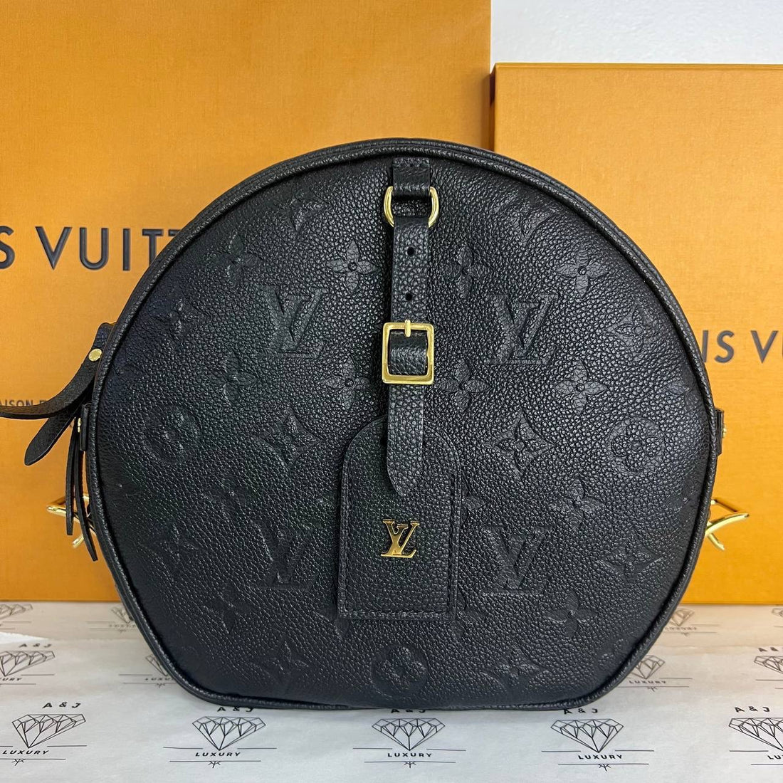 [PRE LOVED] Louis Vuitton Boite Chapeau in Black Empreinte Leather (DU3270)