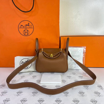 [PRE LOVED] Hermes Mini Lindy in Gold Clemence Leather GHW (Stamp U - 2022)
