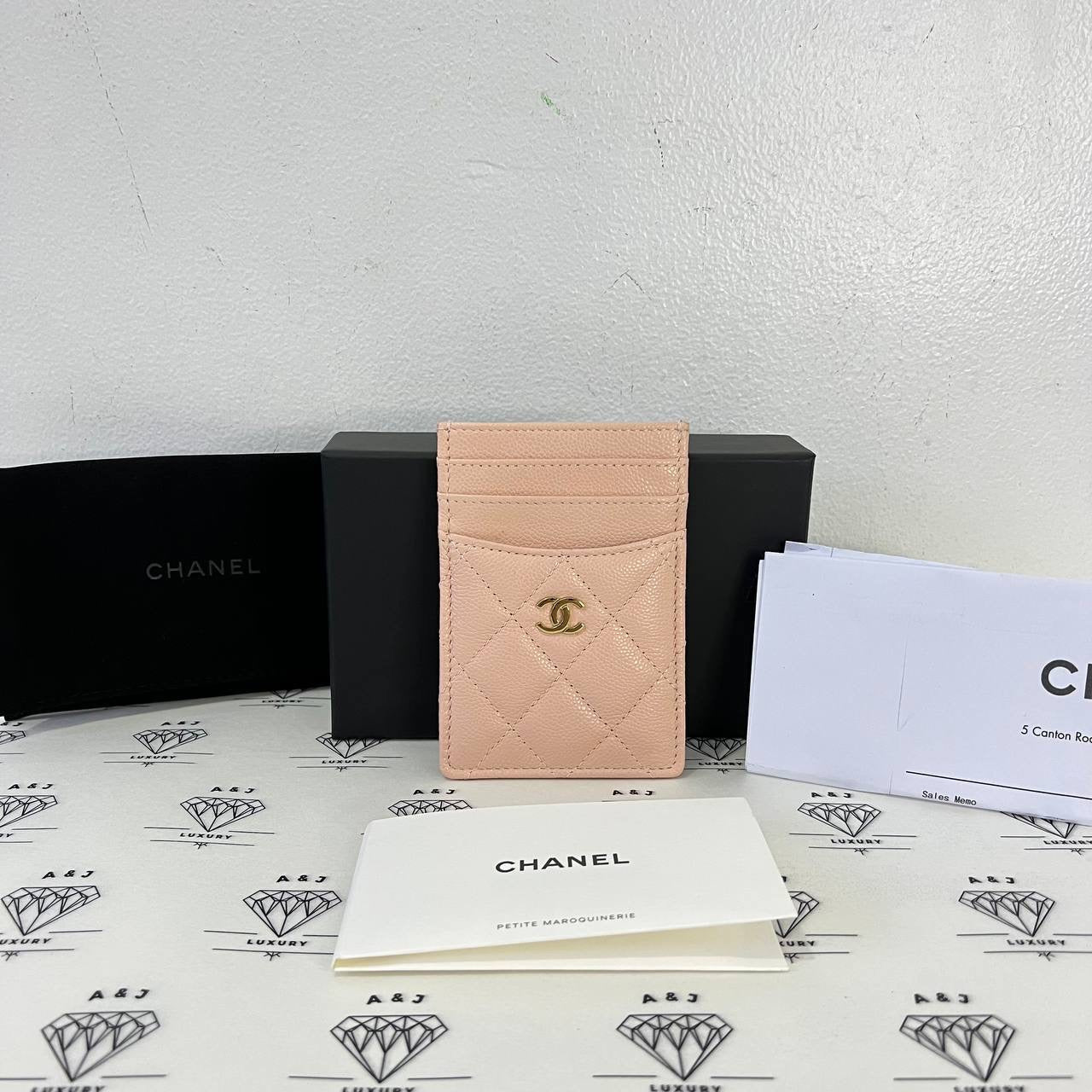 [PRE LOVED] Chanel Vertical Flat Cardholder in Light Pink Caviar Leather GHW (microchipped)