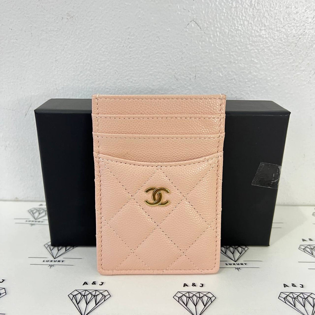 [PRE LOVED] Chanel Vertical Flat Cardholder in Light Pink Caviar Leather GHW (microchipped)